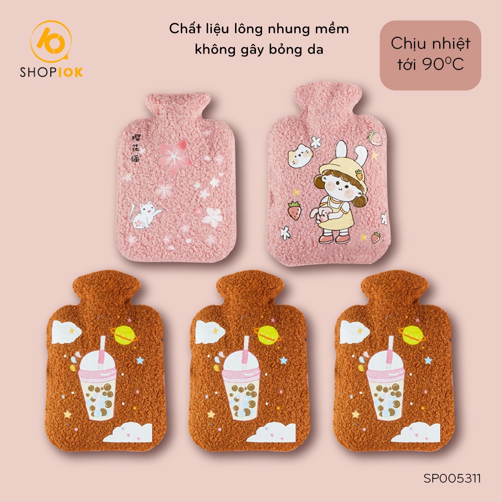 Túi chườm ấm lông xù, chườm giảm đau bụng, làm ấm mùa đông size 350ml - SP005311