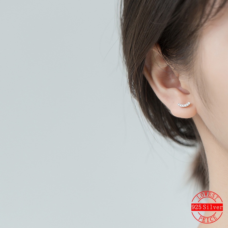 Bông tai mạ bạc 925 hình trái tim đính đá xinh xắn cho nữ