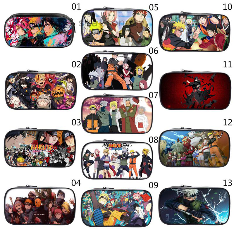 Túi bút chì in kỹ thuật số 3D hoạt hình Naruto Nhật cho học sinh