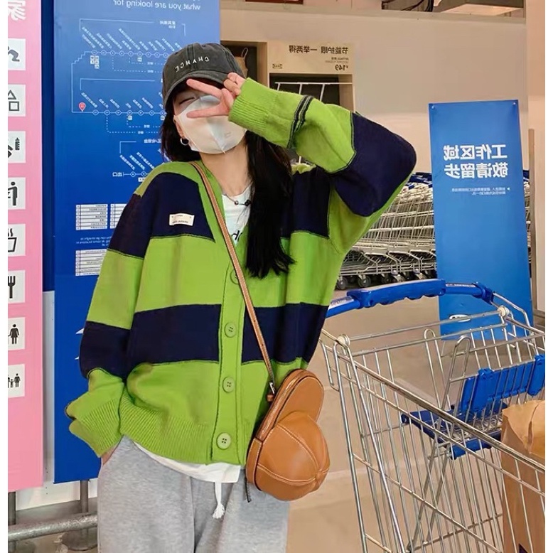 [SẴN] Áo Len Cardigan Mix&Match Navy Green (Kèm Video Và Ảnh Thật Tự Chụp) | BigBuy360 - bigbuy360.vn