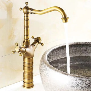 Vòi rửa chén, vòi lavabo nóng lạnh đồng thau cao cấp