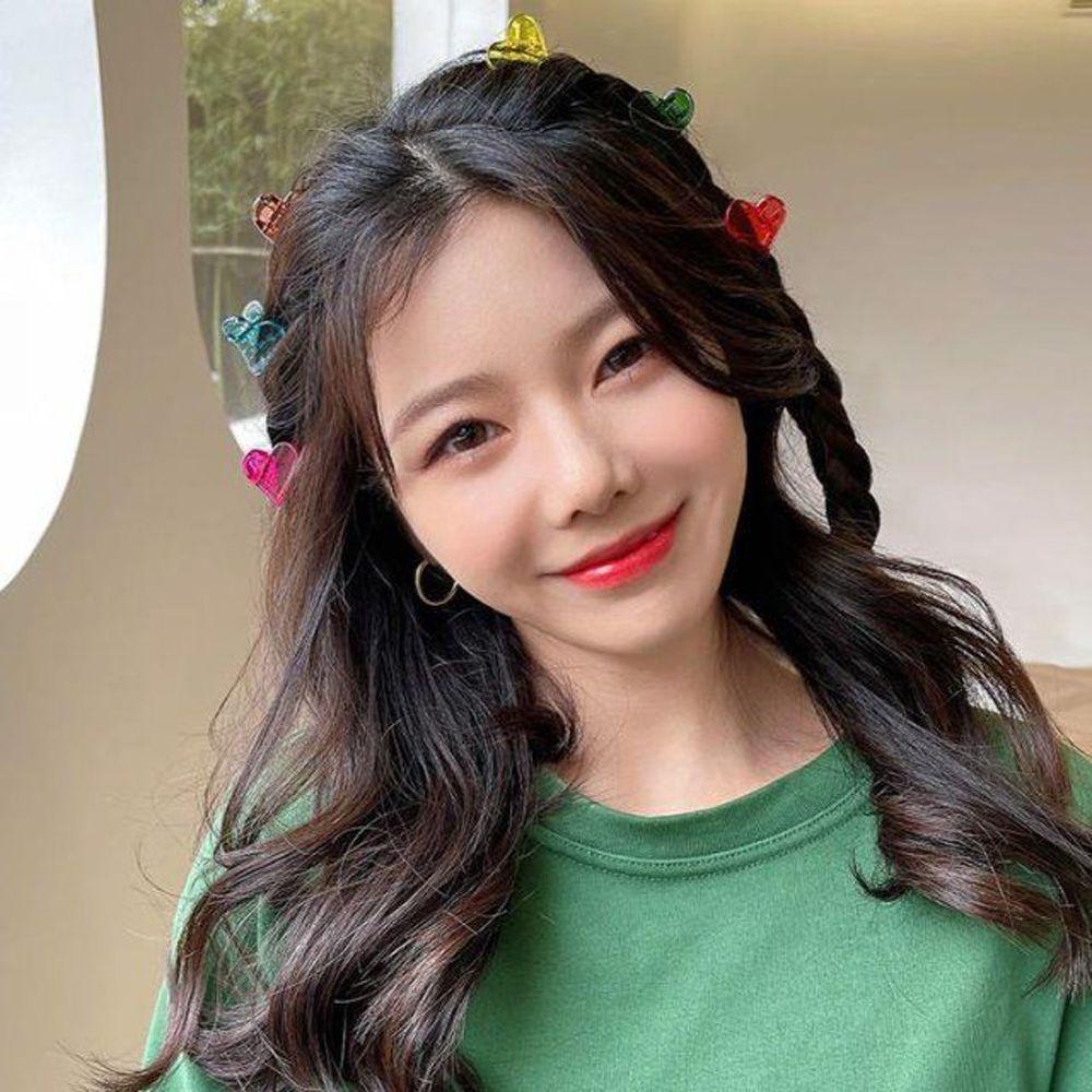 IVORY Kẹp Tóc Hình Trái Tim Bằng Nhựa Acrylic Trong Suốt Phong Cách Retro Dễ Thương Cho