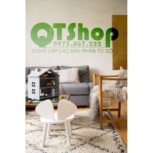 Ghế thỏ cho bé - bàn ghế cho trẻ mẫu giáo - gỗ thông decor - 30*30*50cm - QTshop - hàng thiết kế.