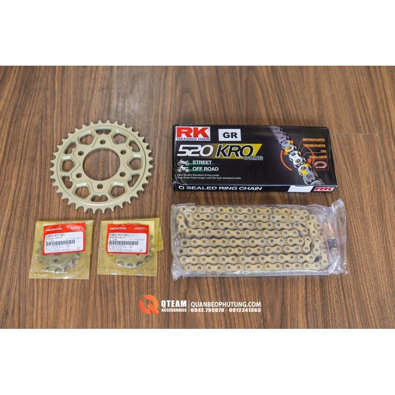 Nhông CNC 7075 EU Kèm xích RKO có phớt Cực ngon/ Bền dành cho Honda Cb300R
