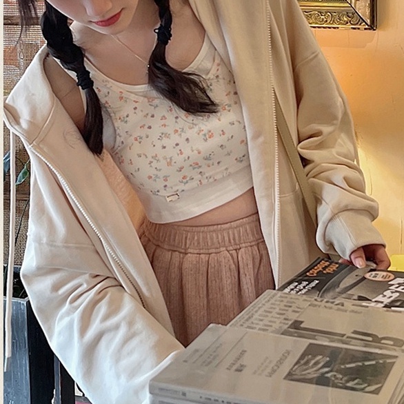 ZHELIHANGFEI Áo Khoác Cardigan Có Mũ Trùm Tay Dài Dáng Rộng Kiểu Dáng Ngọt Ngào Xinh Xắn