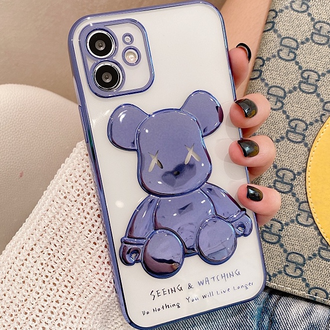 Ốp lưng điện thoại hình gấu 3D mạ vàng hồng xanh, thích hợp cho iPhone 13 ProMax 12 ProMax 11 X Xr XsMax 8 7Plus | BigBuy360 - bigbuy360.vn