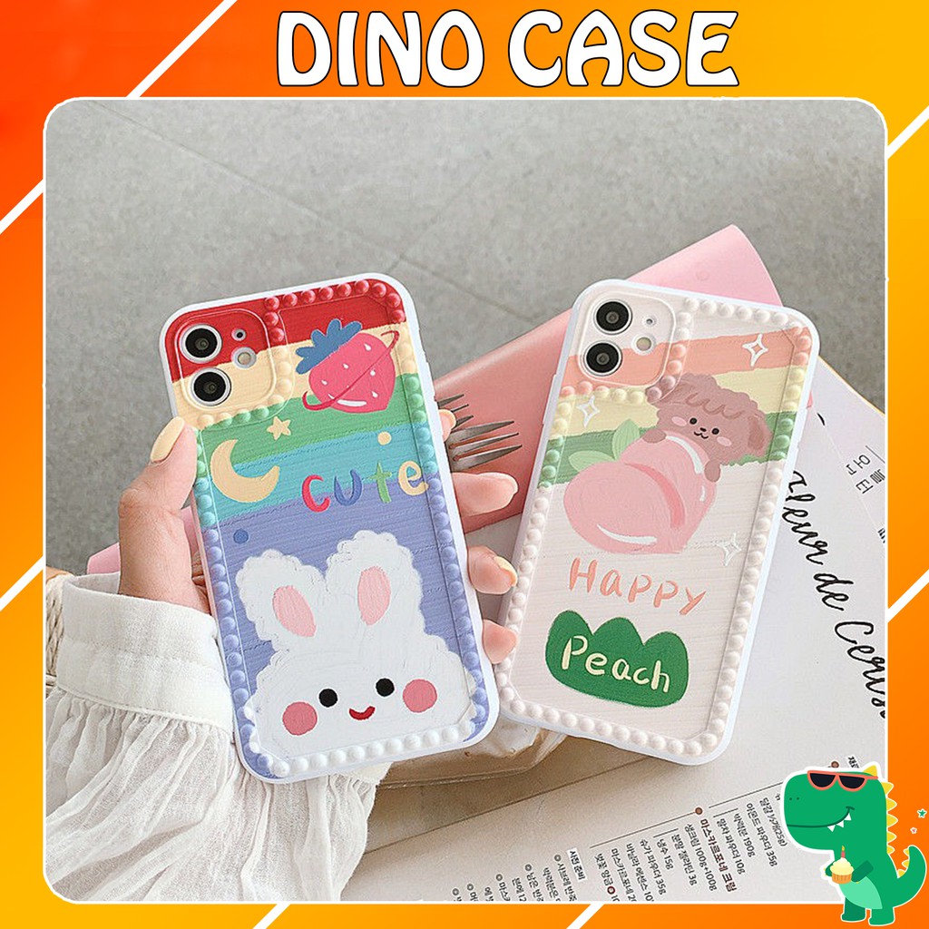Ốp lưng iphone viền chấm bi tranh sơn dầu Chóthỏ 7plus/ 8plus / x / xs / xs max /11 /11 promax Dino Case