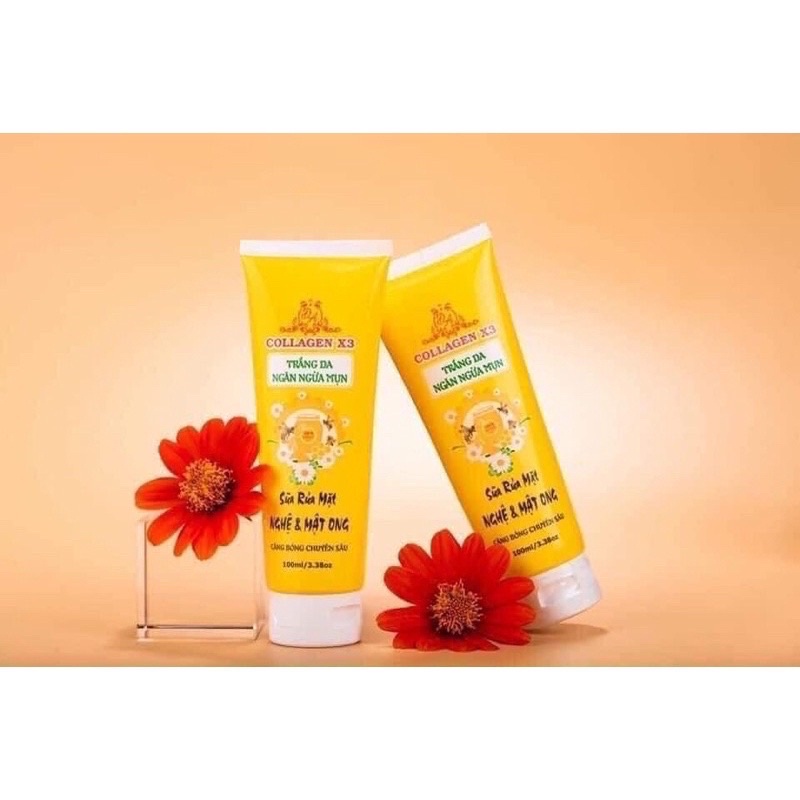Sữa Rửa Mặt Nghệ Mật Ong Collagen X3 Lấy Đi Bụi Bẩn Giúp Da Mịn Màng Tuýp 100ml  Mỹ Phẩm Đông Anh Chính Hãng