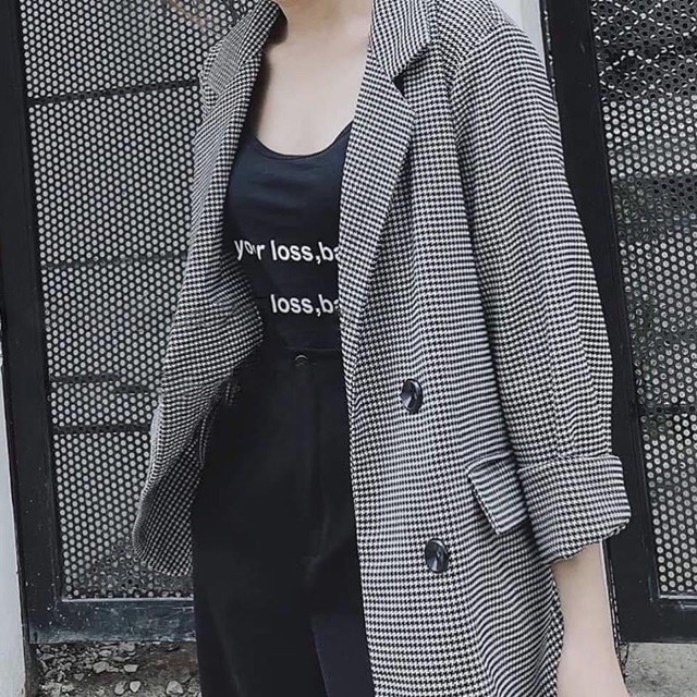 ÁO VEST KẺ MỘT LỚP CÓ KHUY CÀI | BigBuy360 - bigbuy360.vn