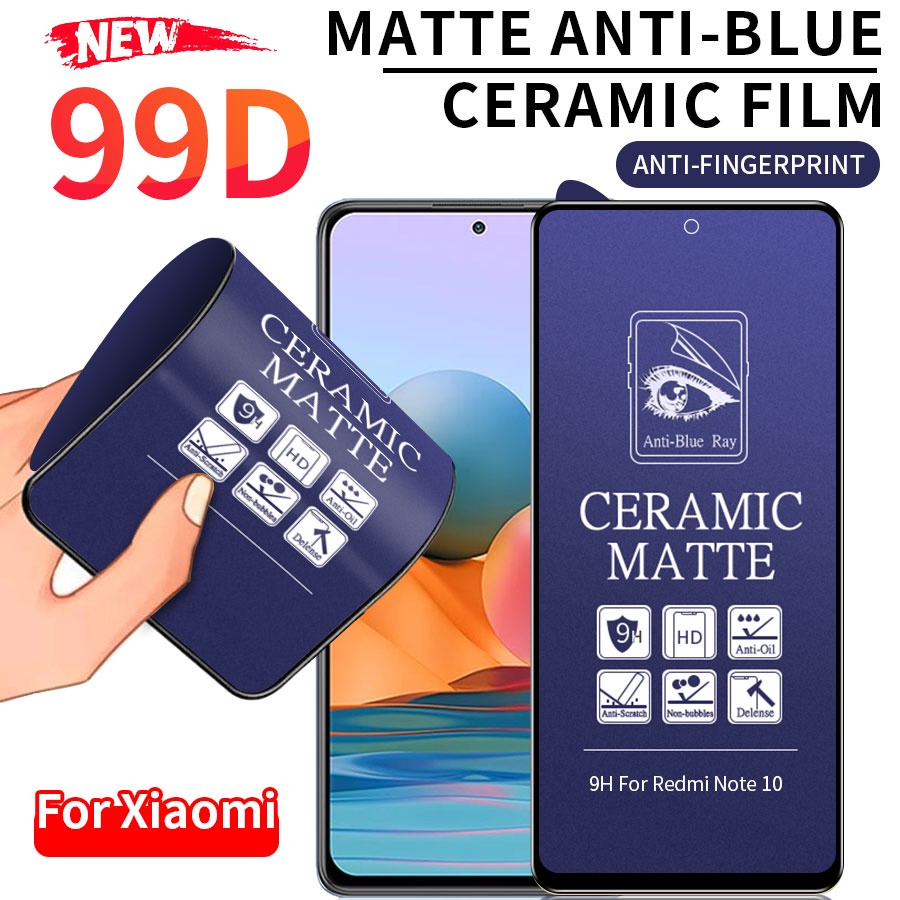 Kính cường lực Nhám Full Màn Chống Vân Tay dẻo Chống Tia Sáng Xanh Cho Xiaomi Mi 11 12 Lite Redmi Note 8 9 10 11 12 Pro 12S 9S 10S 11S 11T 10T 9A 9C 10C 10A Poco M3 M4 F3 F4 X3 X4