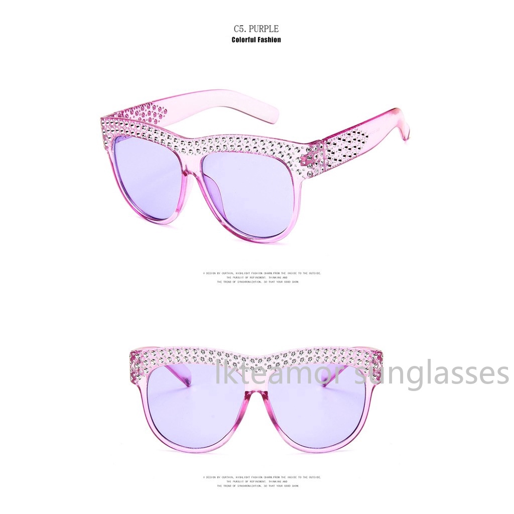 Kính mát gọng vuông đính đá lấp lánh thời trang cho nữ