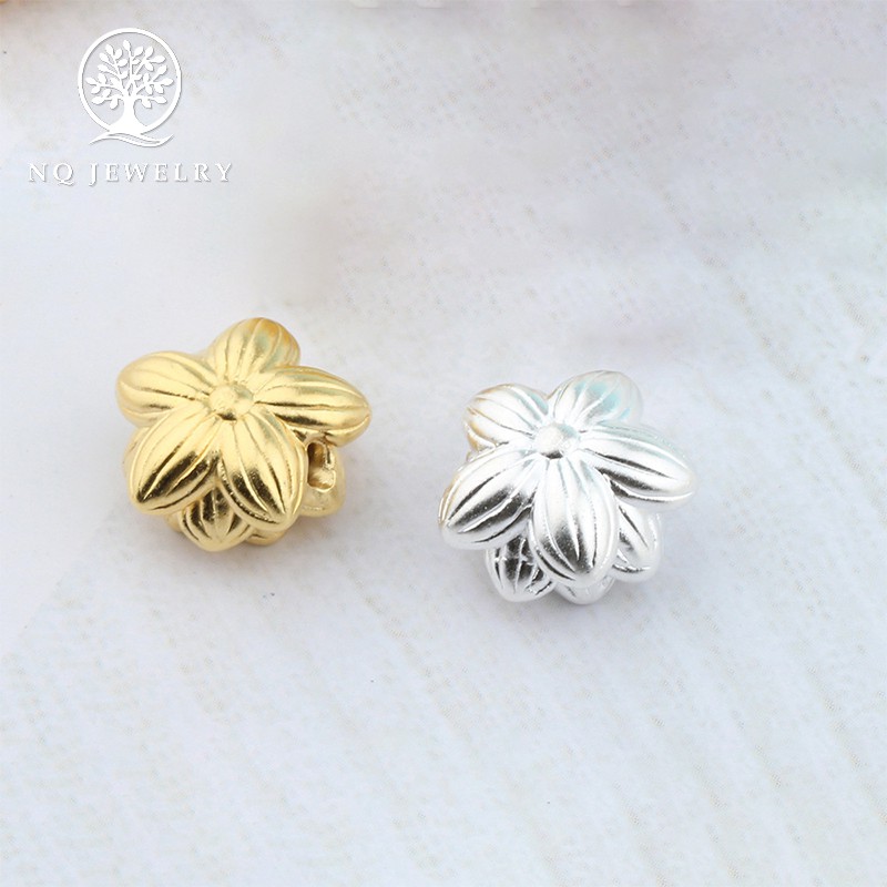 Charm hoa sen bạc, bông sen bạc 3D xỏ ngang 12.8mm - NQ Jewelry
