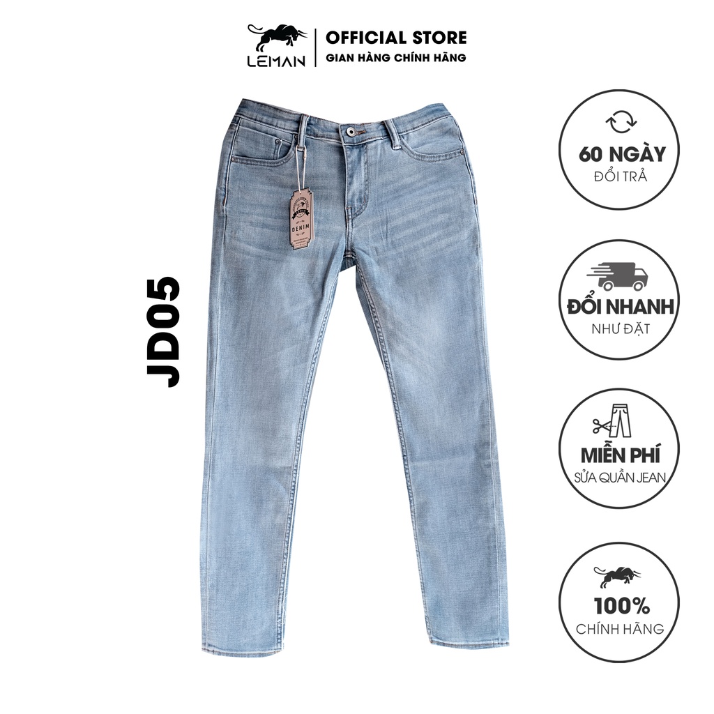 Quần Jean dài nam Leman JD05 - Form Slim màu xanh nhạt - đổi trả vui vẻ 60 ngày