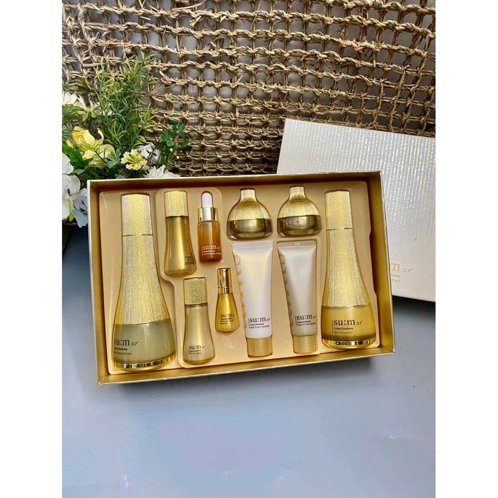 Set dưỡng tái sinh da cao cấp Sum vàng - Su:m37 LosecSumma Elixir Special Set 9 sản phẩm