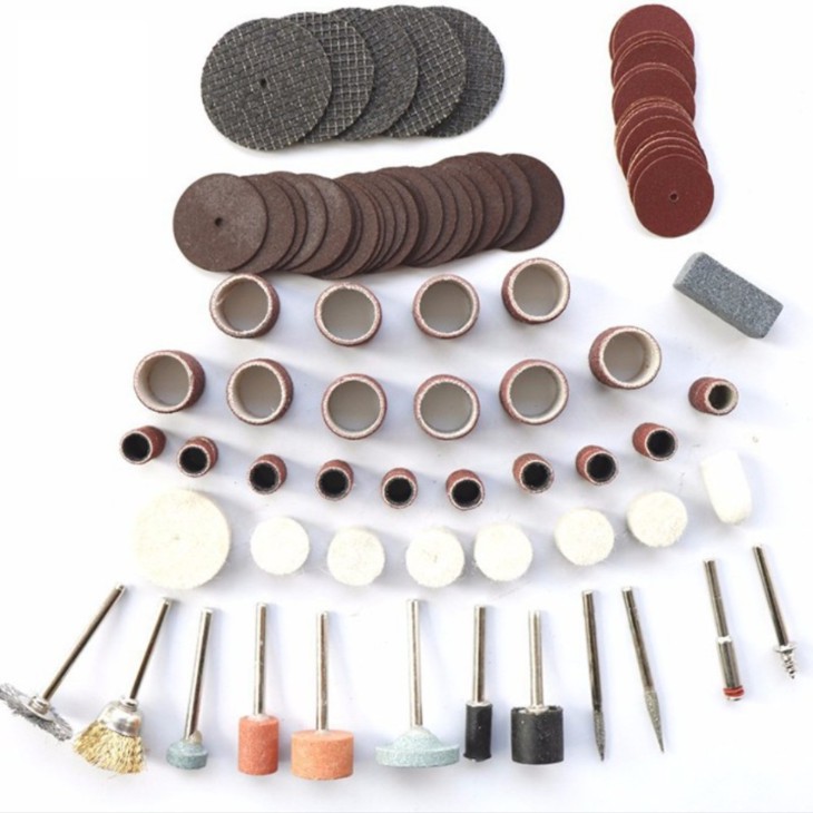 Bộ 105 món đồ nghề phụ kiện cắt, mài, chà, đánh rỉ sét, đánh bóng cho khoan điện đa năng mini cầm tay (như Louxor, Dreme