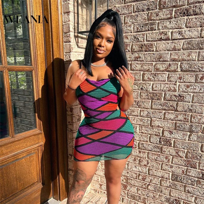 Đầm Ôm Dáng Hở Lưng Phối Lưới In Họa Tiết Quyến Rũ Cho Nữ