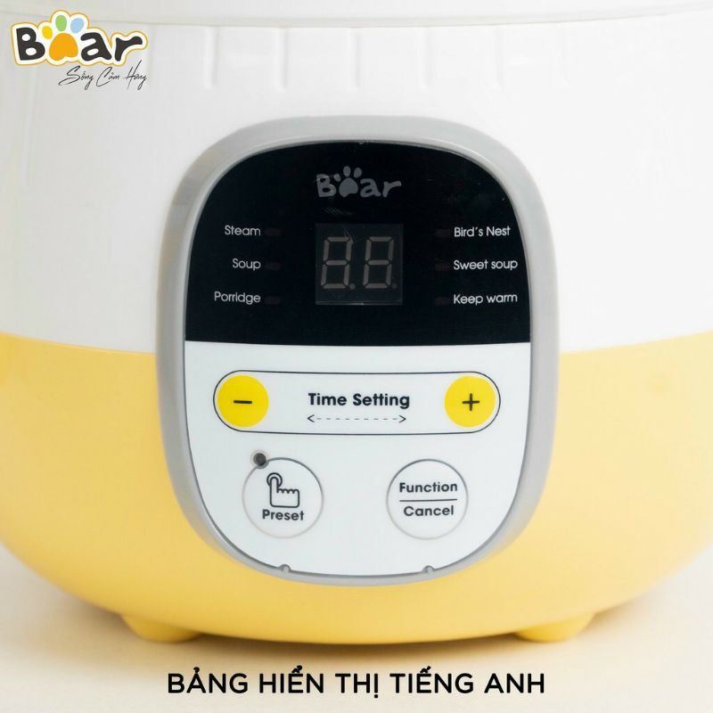 Nồi nấu chậm Bear nấu cháo, hầm, hấp cách thủy cho bé ăn dặm, bản quốc tế hàng chính hãng