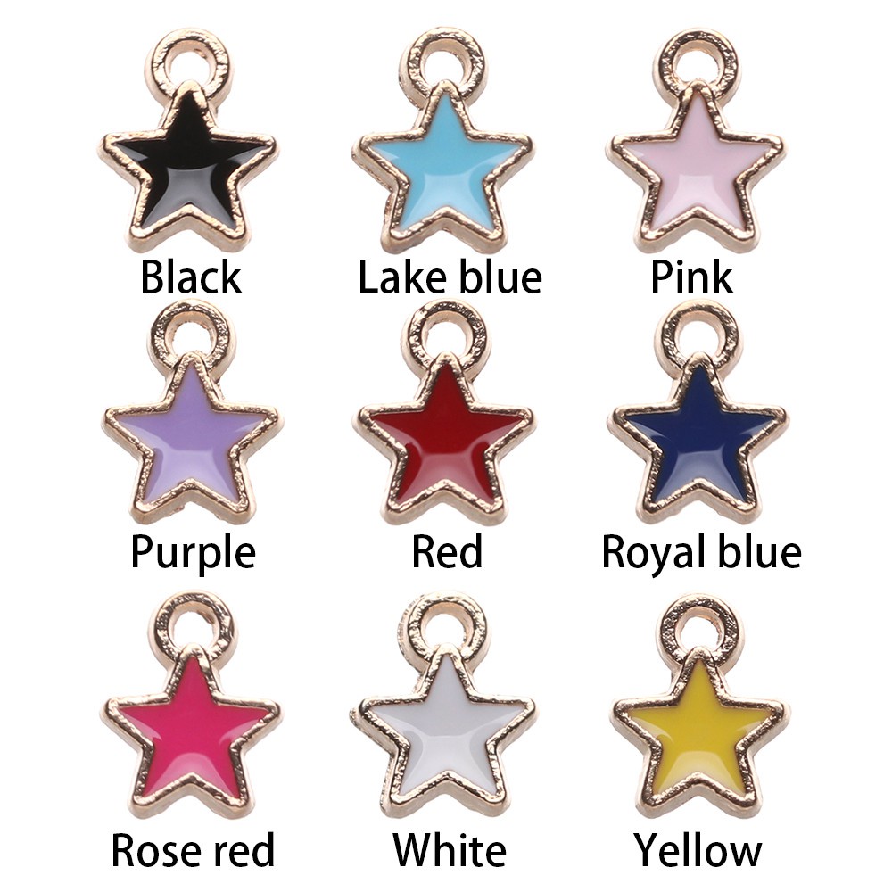 💋MAX 50PCS Gift Enamel Star Charms Candy Color Pentagram Pendants Mini Stars Handmade Necklace 6mm Fashion DIY Accessories Earrings Bracelet Jewelry Making/Multicolor