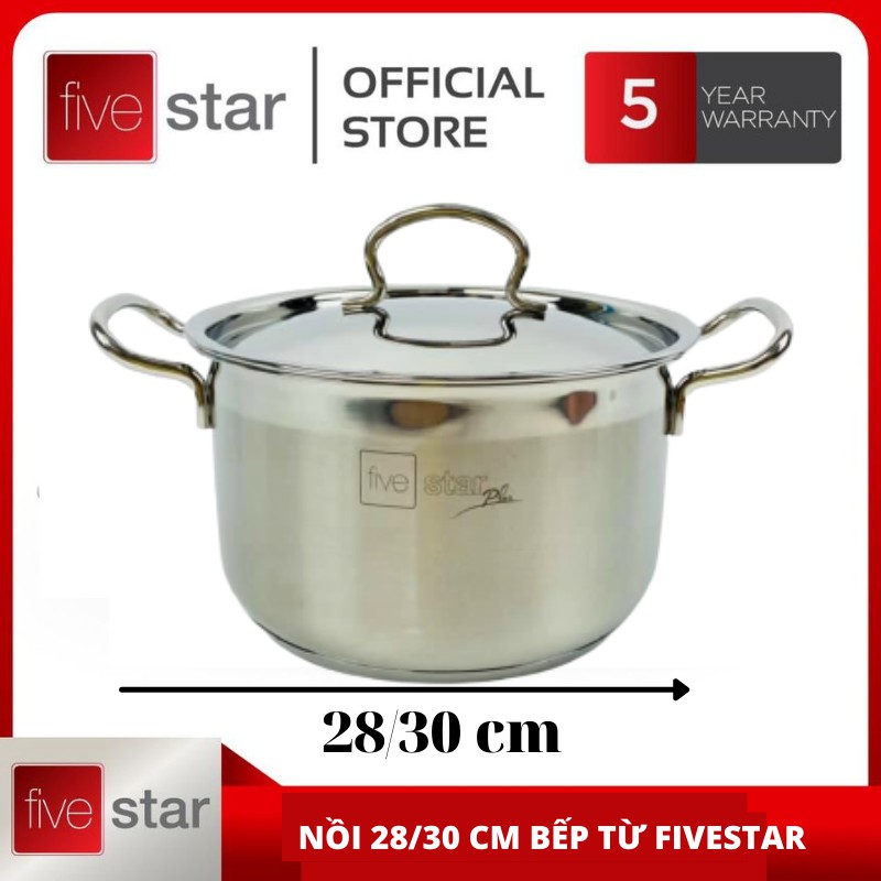 Nồi inox 3 đáy nắp inox FIVESTAR SNADWICH 28/30 cm[ BAO HÀNH 2 NĂM] NẤU ĐƯỢC TẤT CẢ CÁC LOẠI BẾP