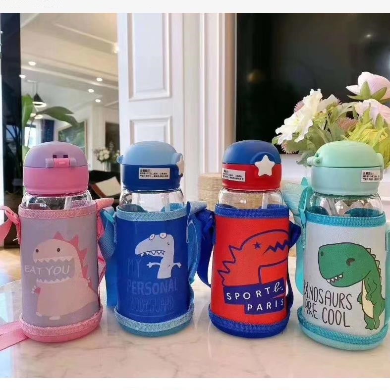 Bình Đựng Nước In Hình Khủng Long Hoạt Hình Dễ Thương Thấm Hút Tốt Chống Rơi Cho Bé