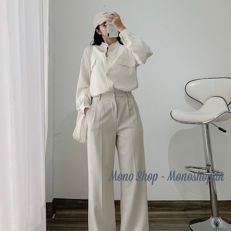 Áo sơ mi cổ trụ line túi nắp dài tay hàng đẹp Ảnh thật/ sẵn