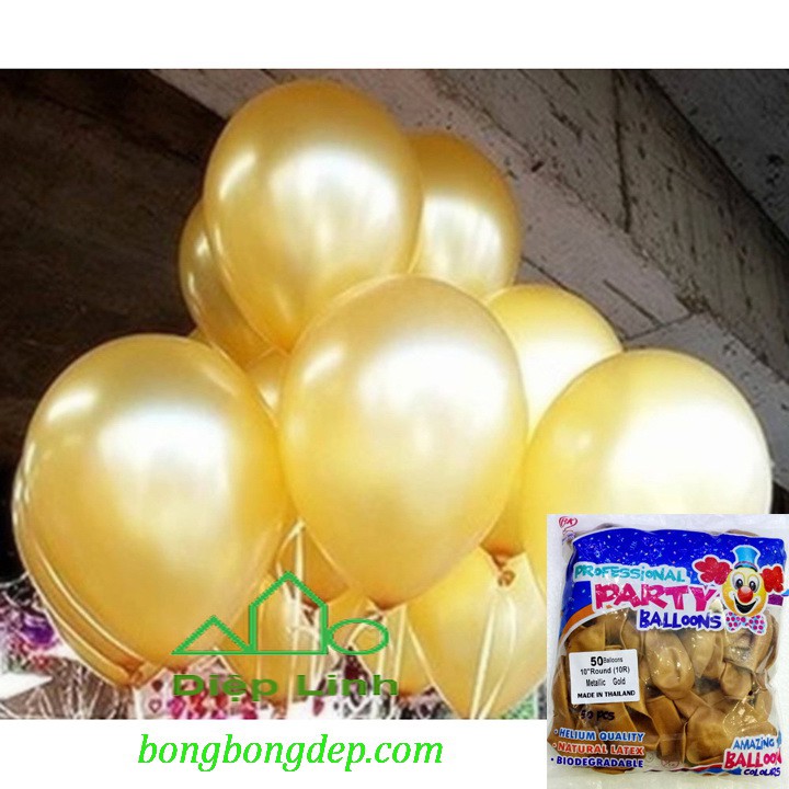 Bong bóng nhũ thái lan trang trí sinh nhật Bịch 25 cái Size 10'', trang trí trụ cổng bong bóng