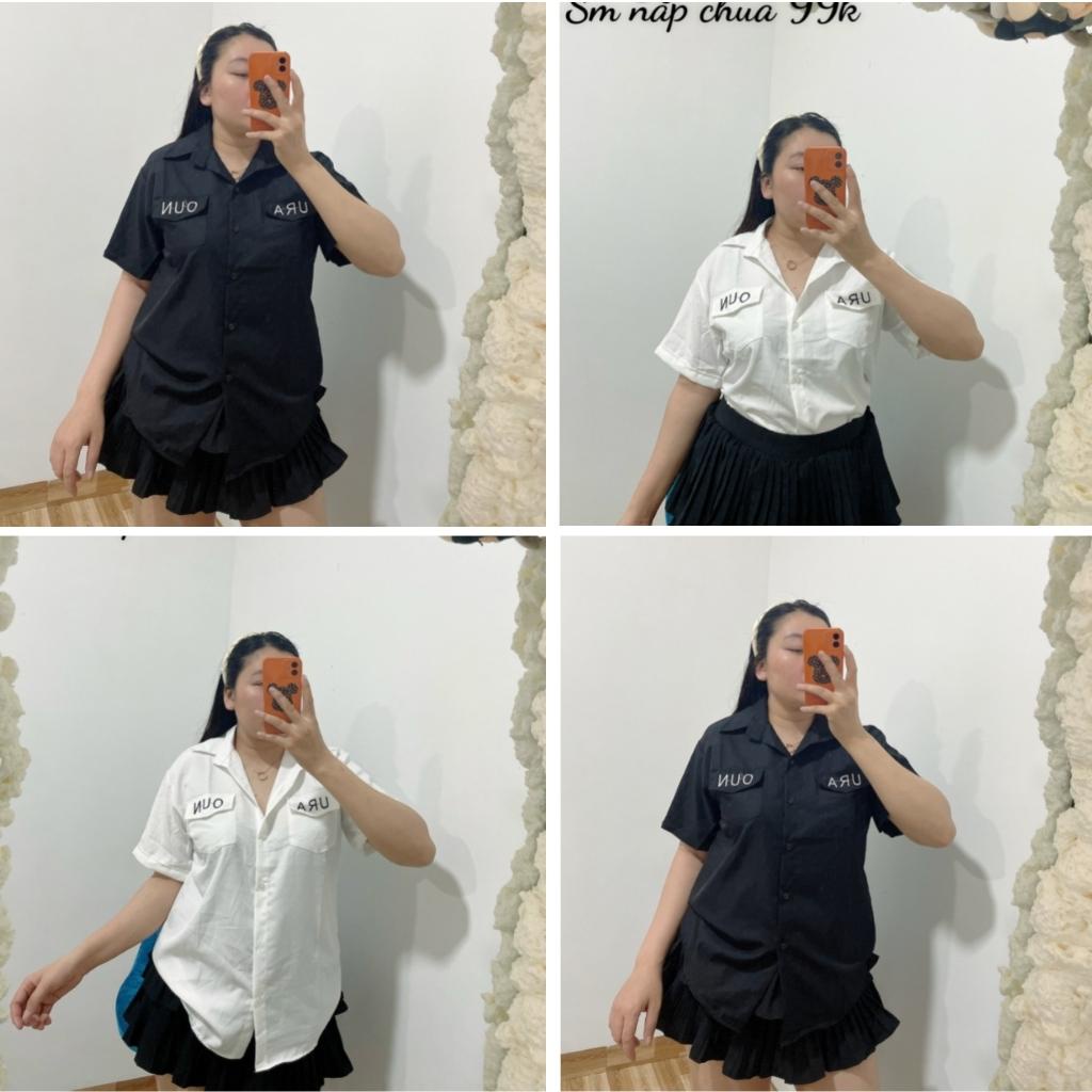 Áo sơ mi Bigsize nữ có size 83-100kg tay ngắn SM NAP CHU