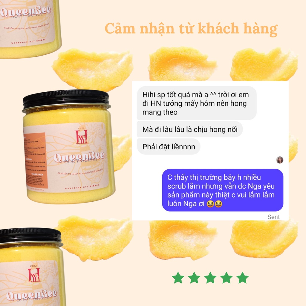 Tẩy Tế Bào Da Chết Cơ Thể Hy QueenBee Scrub giúp da sáng màu giảm các vết sần