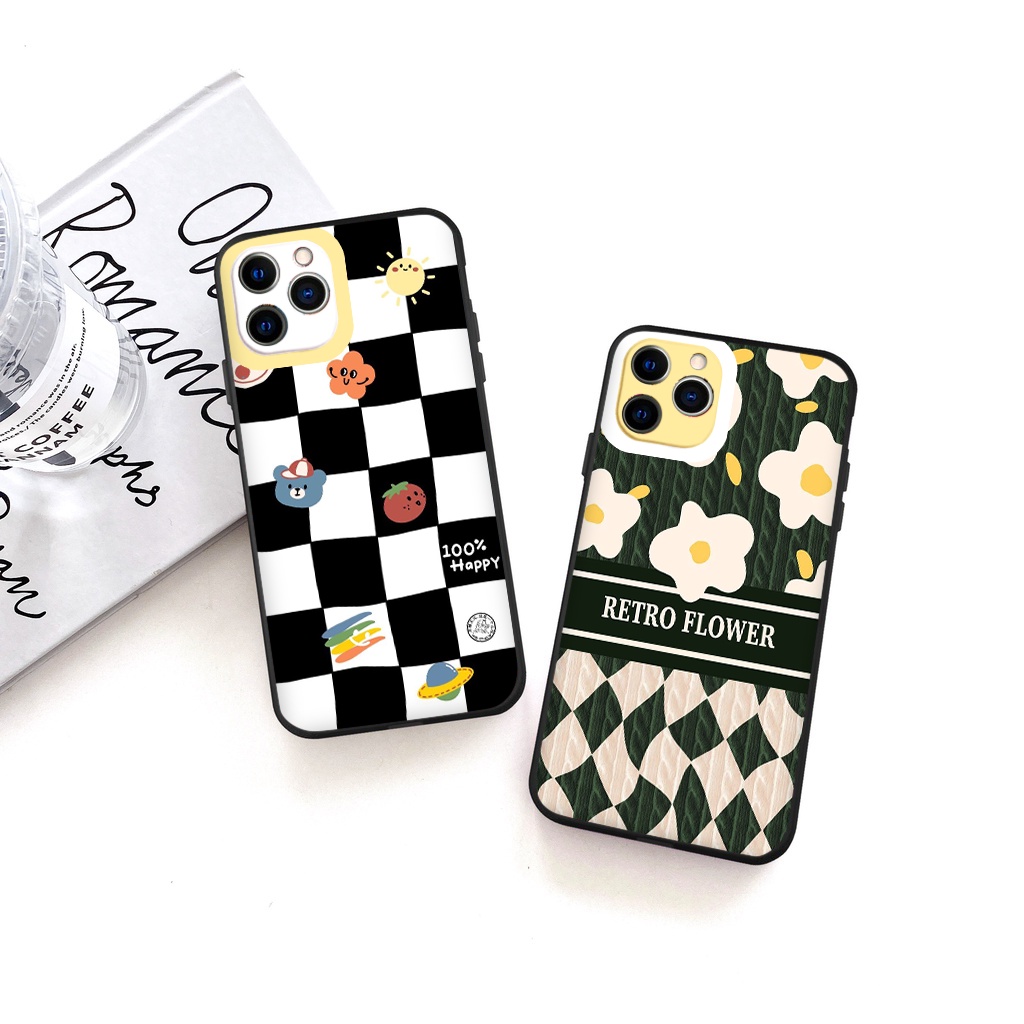 Ốp lưng Iphone kẻ caro phong cách Vintage độc đáo Caro flower cho IPHONE 13 12 11 PRO MAX X XS MAX 8 7 6 6S PLUS SE 2020