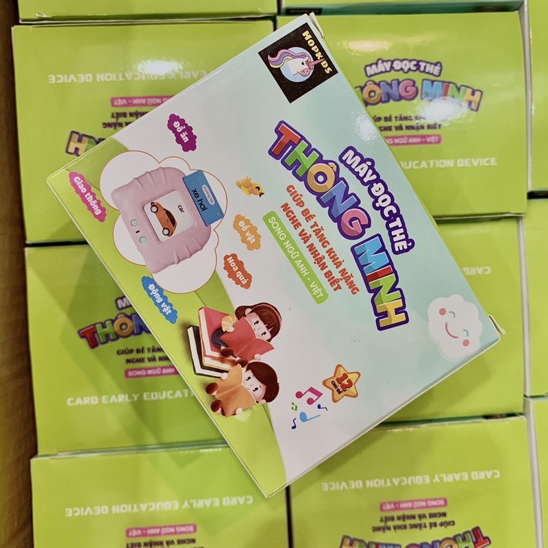 Máy đọc thẻ thông minh flashcard song ngữ Anh-Việt loại 1 225 thẻ, 510 từ vựng + 3 bài hát tiếng anh cho bé kèm dây sạc