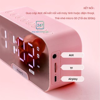 Loa Bluetooth Mini Kiêm Đồng Hồ Báo Thức 5W Màn Hình LED Đồng Hồ Báo Thức - Hỗ Trợ Thẻ Nhớ &amp; Nghe FM