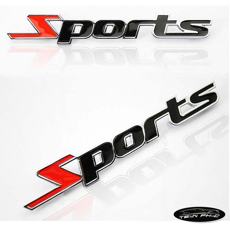 Chữ Nổi Sport Kim Loại Dán Trang Trí Ô Tô - Màu Đen Đỏ