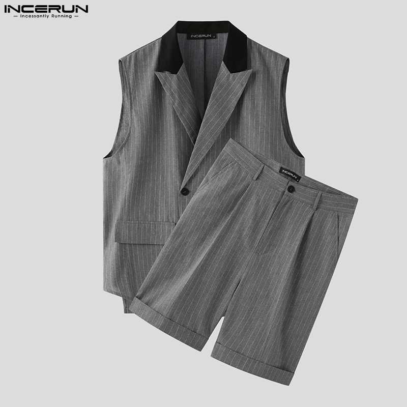 Bộ áo khoác blazer + quần short INCERUN thời trang công sở cho nam