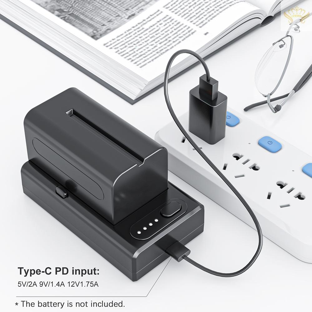 Bộ Sạc Pin Đầu Vào USB-A / D-tap / Type-C PD 1 / 4 Inch Thay Thế Cho NP-F550 F750 F970