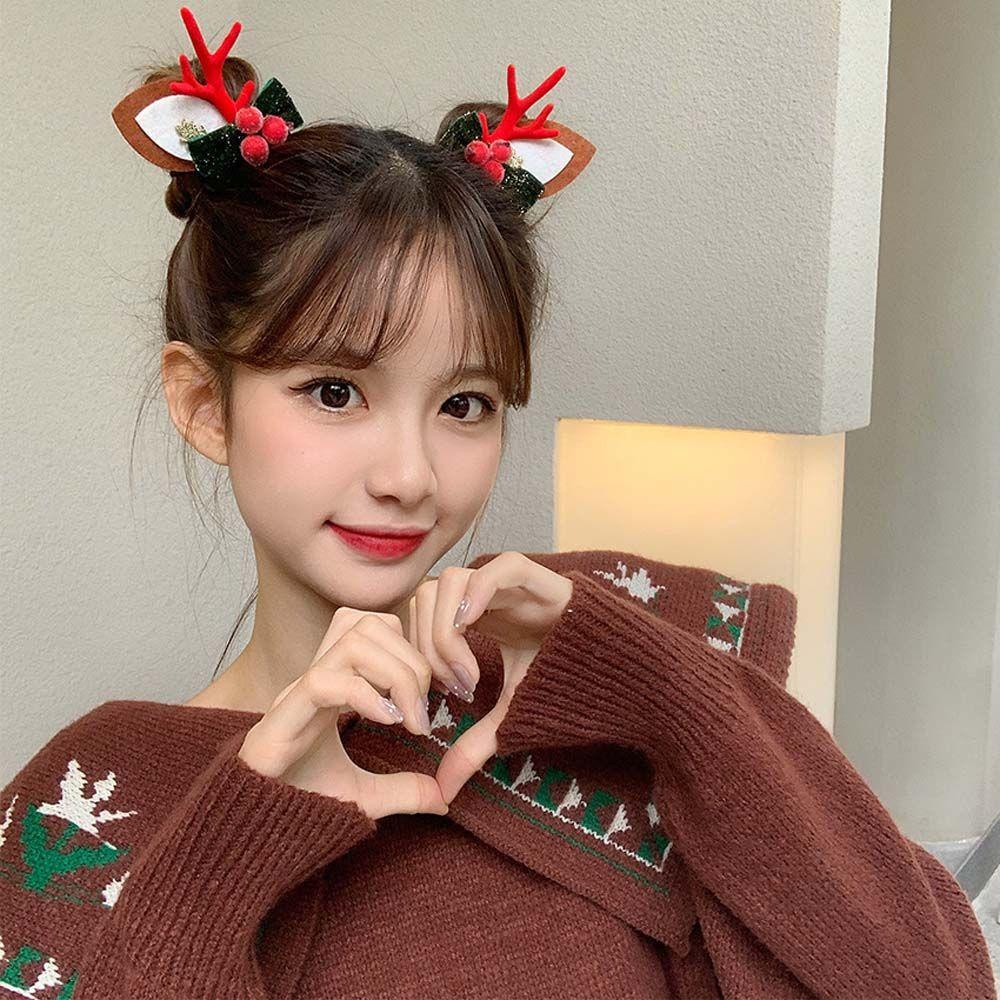 IVORY Phụ Kiện Kẹp Tóc Đính Nơ Phong Cách Giáng Sinh Đáng Yêu Dành Cho Bé Gái