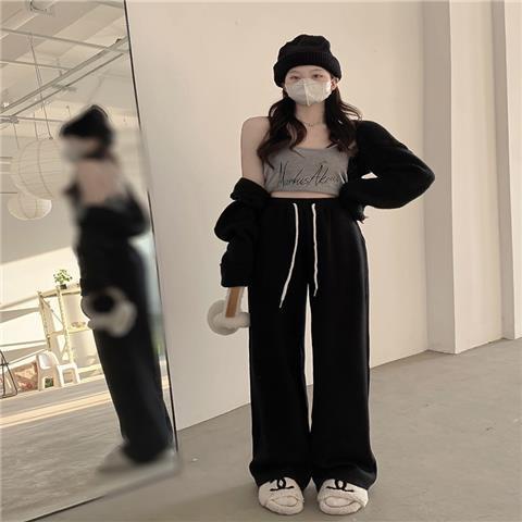 Quần Thể Thao Ống Rộng Lưng Cao Dây Rút Mẫu Mới Cho Nữ