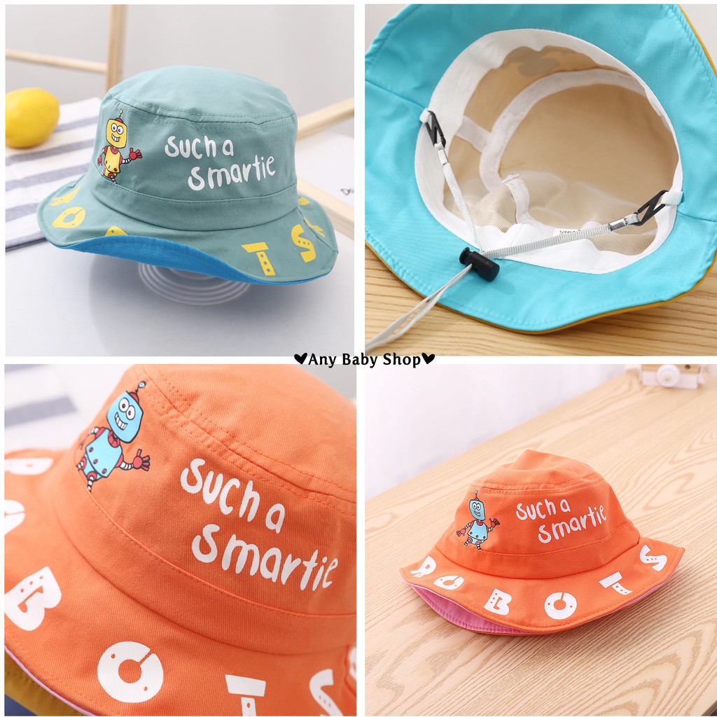 Mũ nón Bucket thời trang in hình Robot 5 màu cho bé trai và bé gái siêu cute hột me -có kèm dây nón   ❣❣