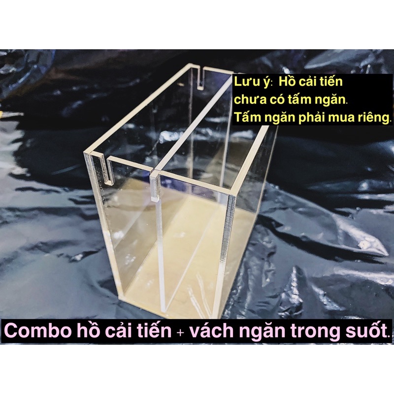 Hồ show acrylic 12x7x12, hồ show cá cảnh - HỒ CẢI TIẾN KO BAO GỒM TẤM NGĂN]