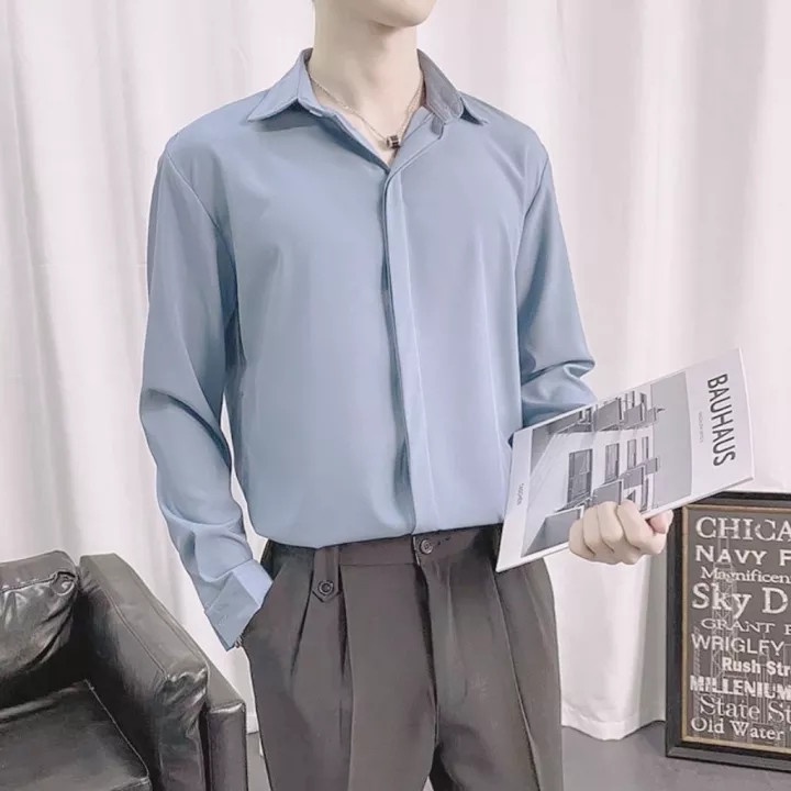 Áo sơ mi trắng đi học form rộng tay dài nam nữ vải Lụa mềm mịn ít nhăn MRD01 từ 40-85kg