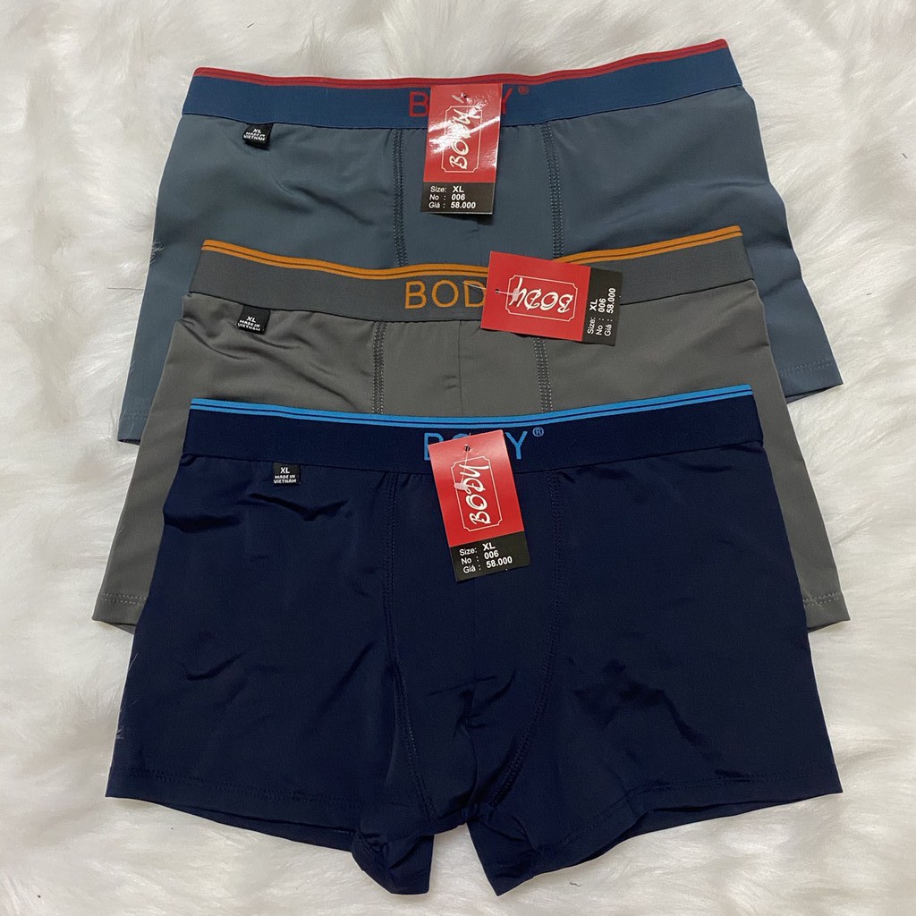 Quần Lót Boxer Nam Vải Thun Lạnh Cao Cấp, Bảng Lưng In Body 3cm, Mền Mại, Co Giãn Thoải Mái Vận Động