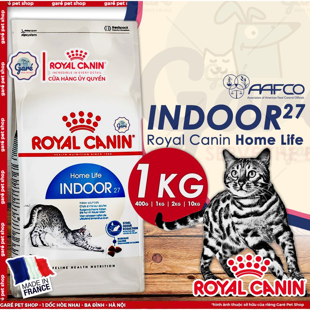 1kg - Hạt Indoor 27 Royal Canin dành cho Mèo trưởng thành trên 12 tháng tuổi nuôi trong nhà ít vận động Garé Pet Shop