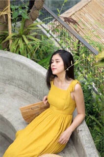 Đầm maxi cột nơ vai xinh xắn
