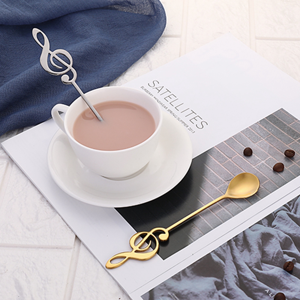 1Pc Musical Note Shaped Coffee Spoon Coffee Stirring Scoop Stainless Steel Milk Tea Drink Cafe Scoop
