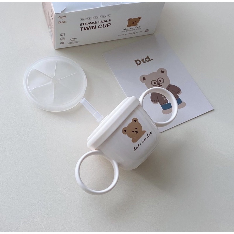 CỐC TẬP UỐNG KÈM NẮP SNACK CHO BÉ STRAW & SNACK CUP DOTTODOT x TGM