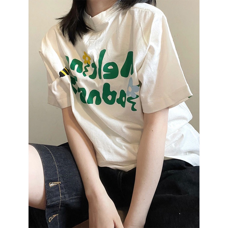 Áo Thun 100% cotton Tay Ngắn Dáng Suông Dễ Phối Đồ Thời Trang Unisex