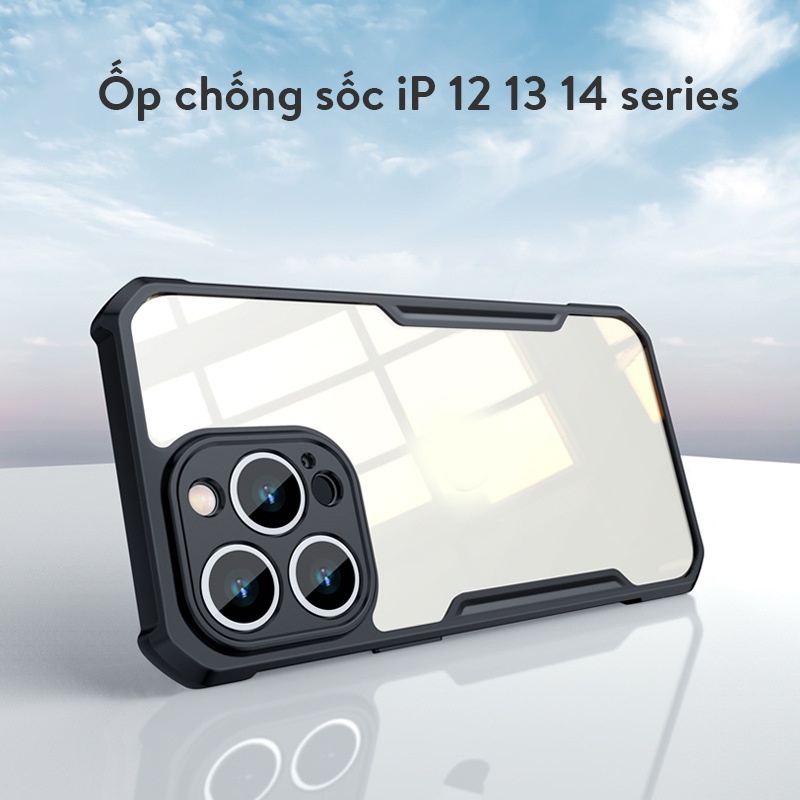 Ốp lưng iP 13 Promax, 13, 13 Pro chống sốc hãng Xundd lưng trong suốt, viền TPU chống va đập