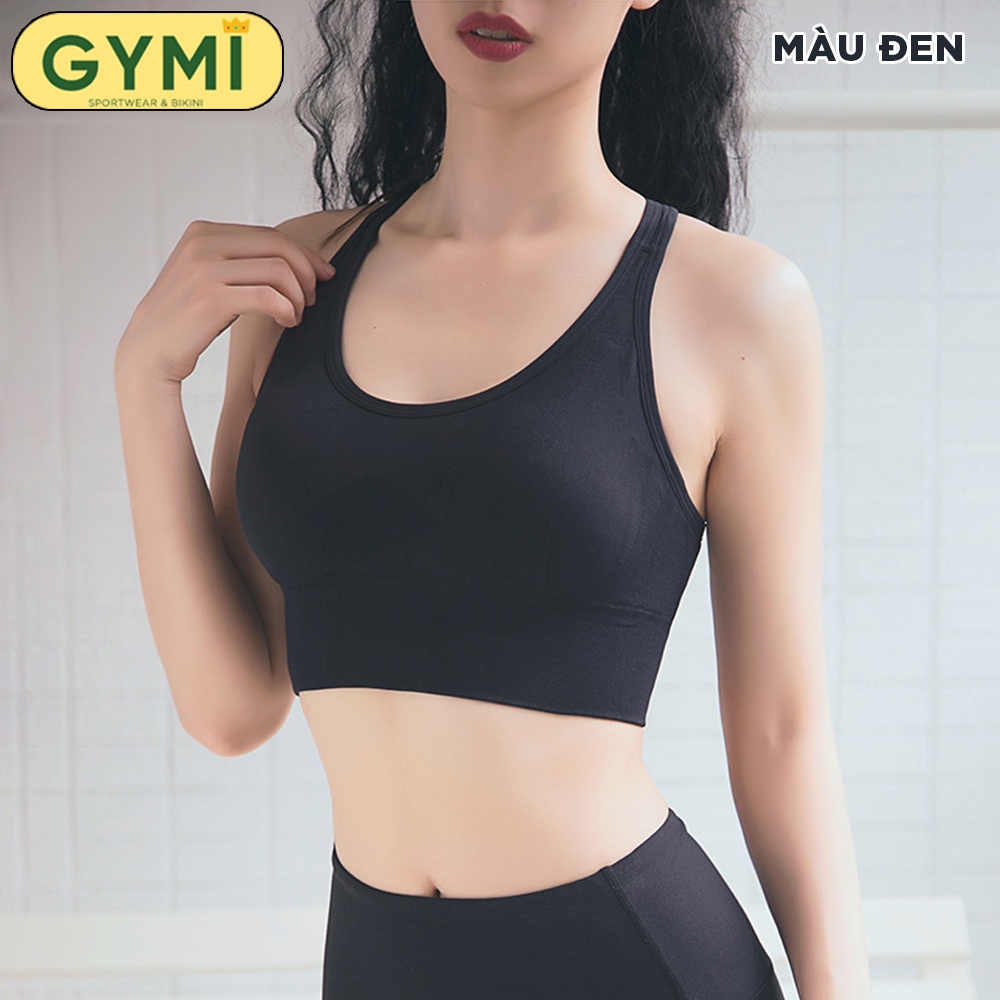 Áo bra tập gym yoga nữ GYMI AL03 dáng croptop thể thao khoá cài 4 nấc kèm mút ngực nâng chống sốc ngực