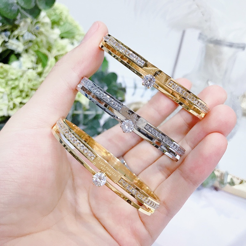 Vòng Tay Titan Lov3 Lắc Tay Nữ Chất Liệu Titan Cao Cấp Không Rỉ Set Bền Màu Dễ Sử Dụng