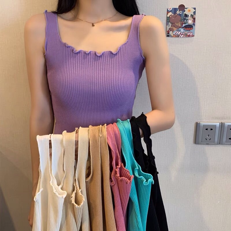 Áo Hai Dây Nữ Cổ Cuốn Biên Croptop A2D01