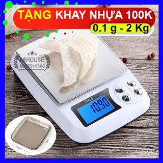 Cân Tiểu Ly Điện Tử 0.1g/ 2Kg,Tặng 1 Khay Đựng, Cân Điện Tử Nhà Bếp